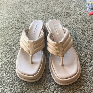 Tan princess polly platform flip flops
